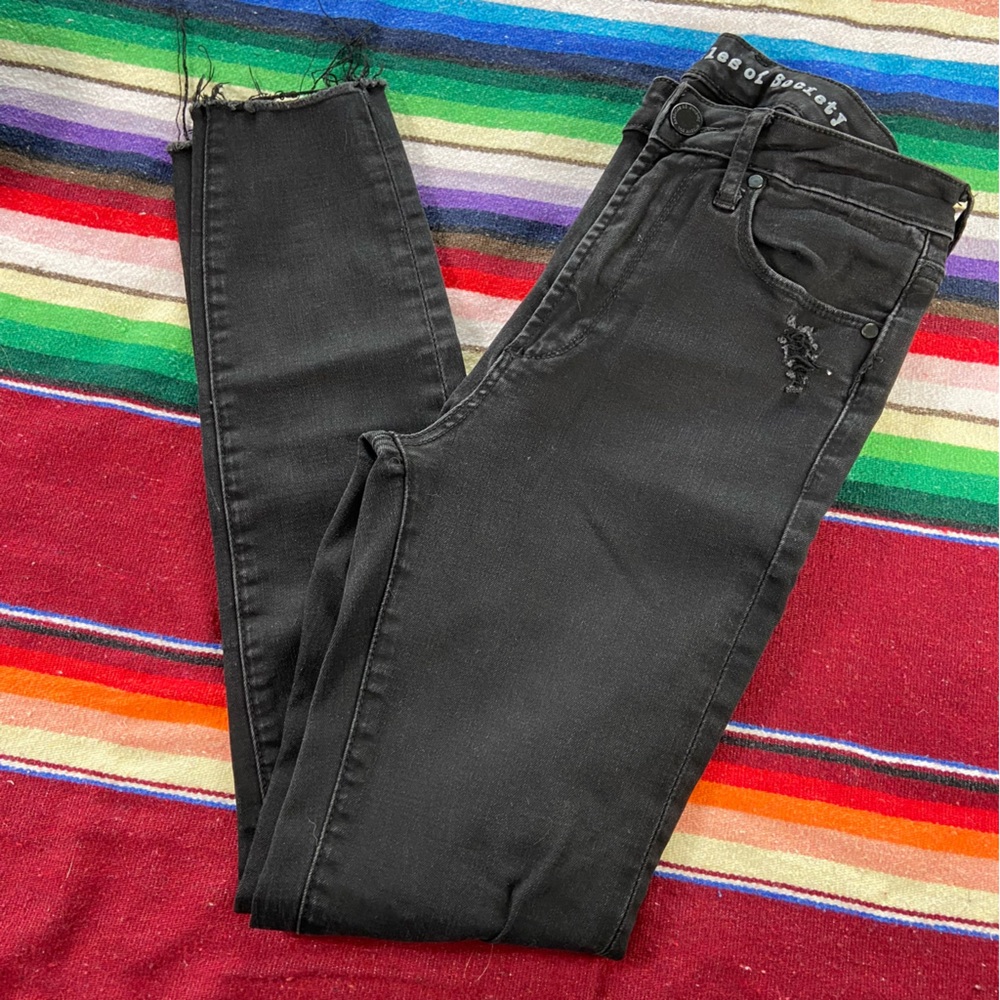 Articles Of Society Black Distressed Skinny Jeans Stretch High Waist/Rise Sz 26